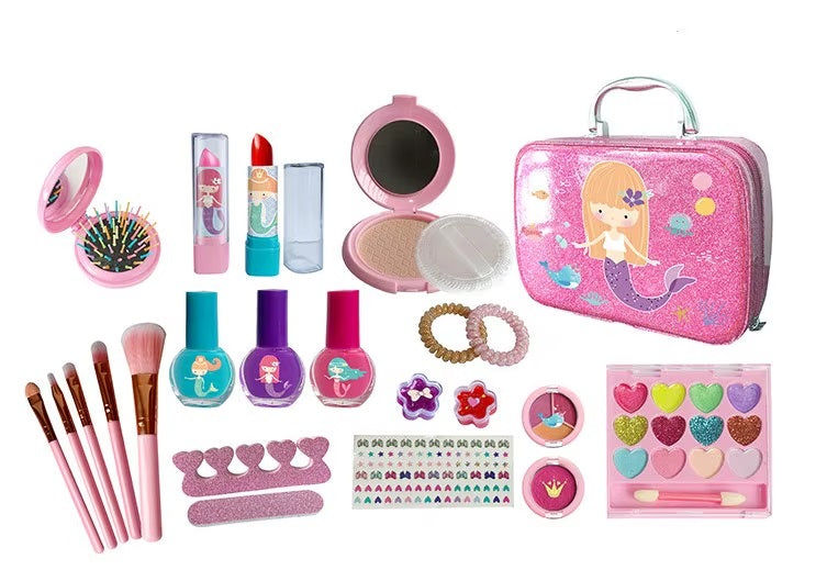 Kids Real Makeup Skin Friendly Cosmetic Fashion Beauty Set Pretend Play Toy Cosmetic Kit For Girls