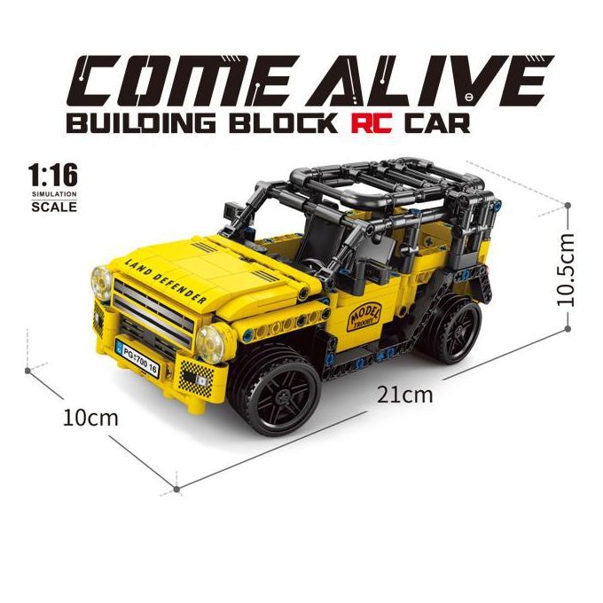 Building Block RC Car – 446 PCS Remote Control Assembly Kit, 2.4GHz Off-Road Vehicle with Openable Doors, Hood & Trunk – Strong Power, TPR Tyres – STEM Toy for Kids & Adults – Size 21x10x10.5 cm