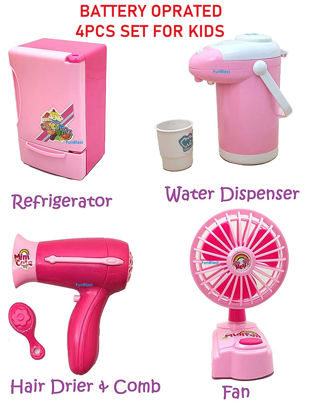 Kids Kitchen Household Pretend Play Set Toys For Kids Battery Operated (4PCS)