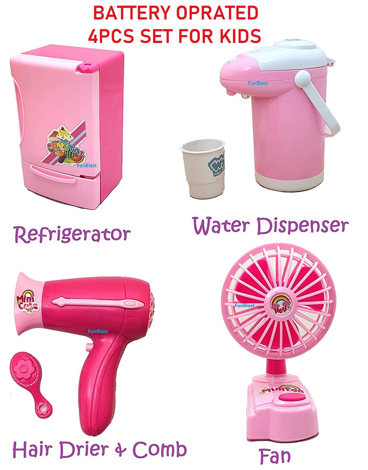 Kids Kitchen Household Pretend Play Set Toys For Kids Battery Operated (4PCS)