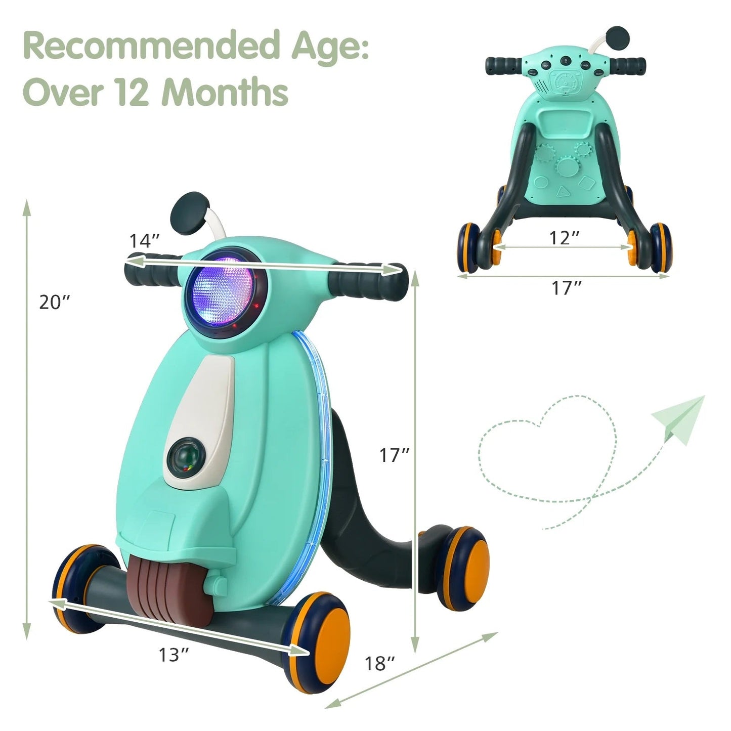 Baby Stroller Learning Multifunctional Baby Activity Walker Early Education Activity Center with Lights