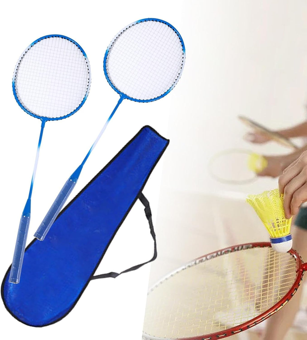 Pair Of Badminton Racket With High Quality Material Bass Metal Lightweight Badminton Racket Set Comfort Handle Suitable for Adults, Kids Random Color