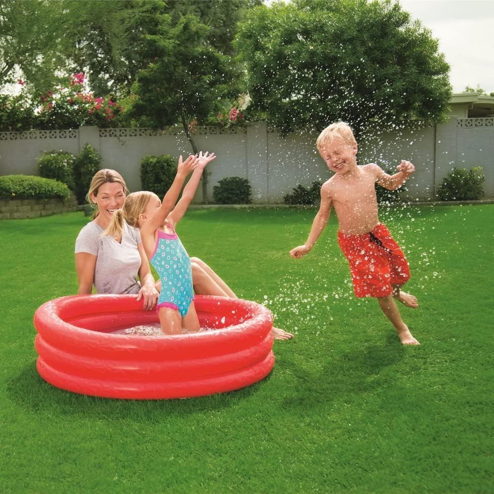 Bestway Large Swimming Pool For Kids 6Feet 5Feet 4Feet 3.3Feet Inflatable 3 Ring Play Pool For Kids Bath Tub For Children Random Color Paddling Pool Vinyl