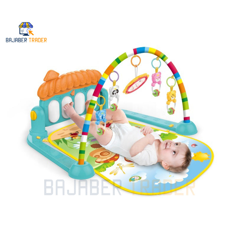 Huanger - 3 In 1 Newborn Baby Toddler Play Gym Piano Fitness Rack Mat