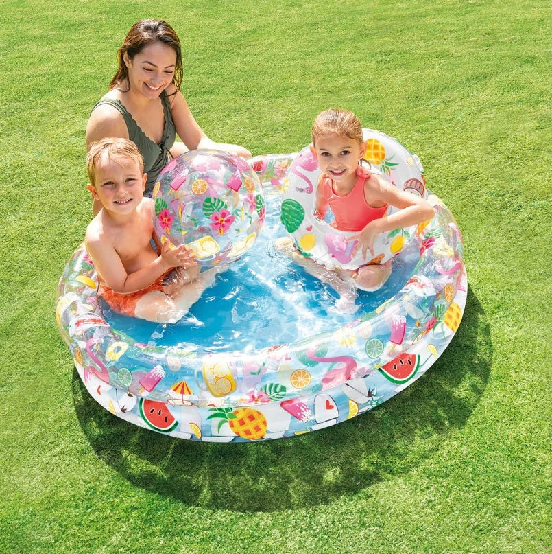 Intex Play Swimming Pool 4 Feet with Swim Ring and Ball For 3-6 Years Kids