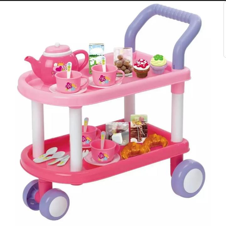 My Little Trolley Tea Cart Set And Kitchen Trolley Cart Pretend Tea Party Kitchen Play Set For Kids Boys And Girls