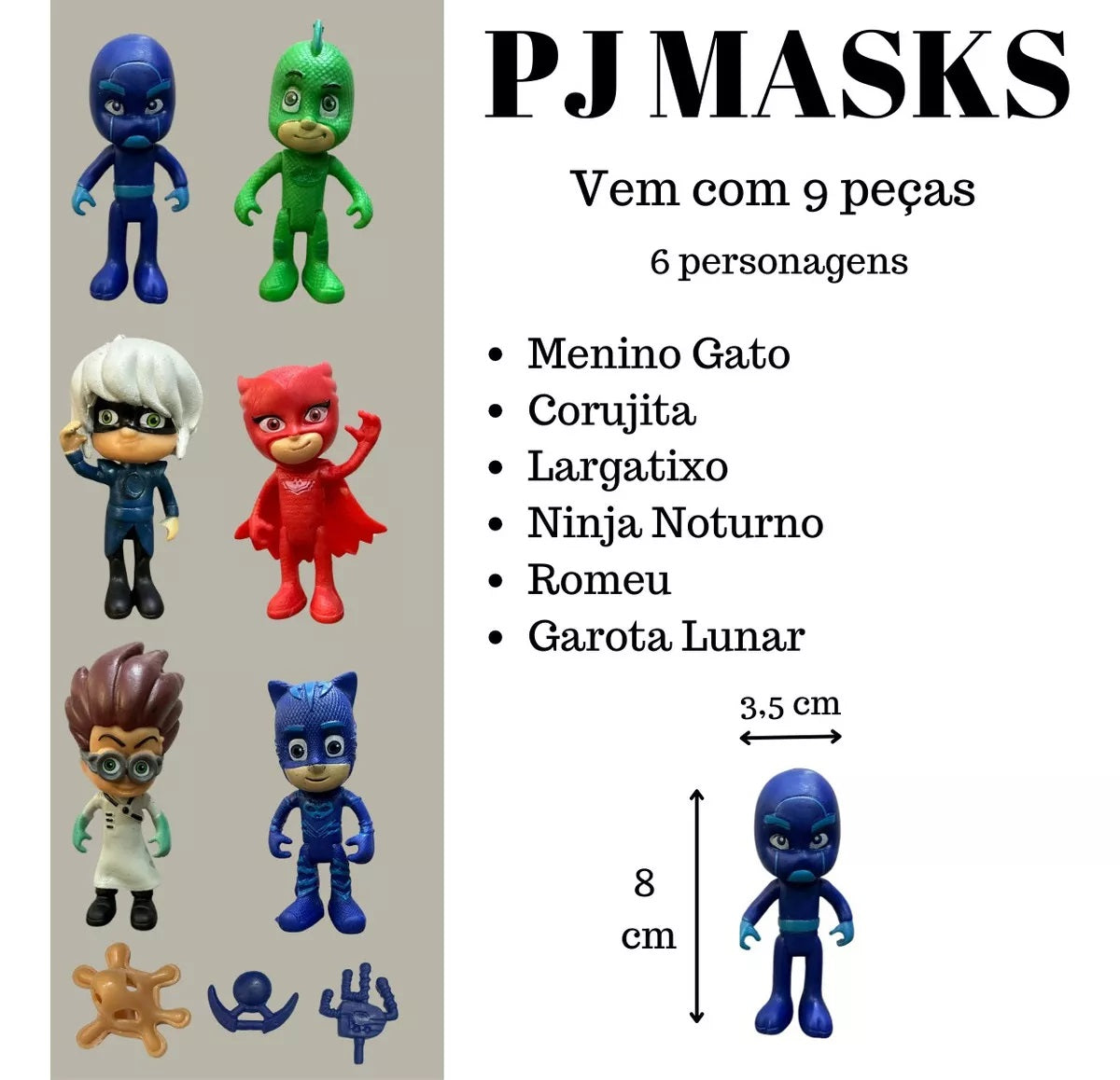 PJ Masks Toy Set 6 Action Figures and Accessories Set Adventure Collectible Figures Toys For Kids