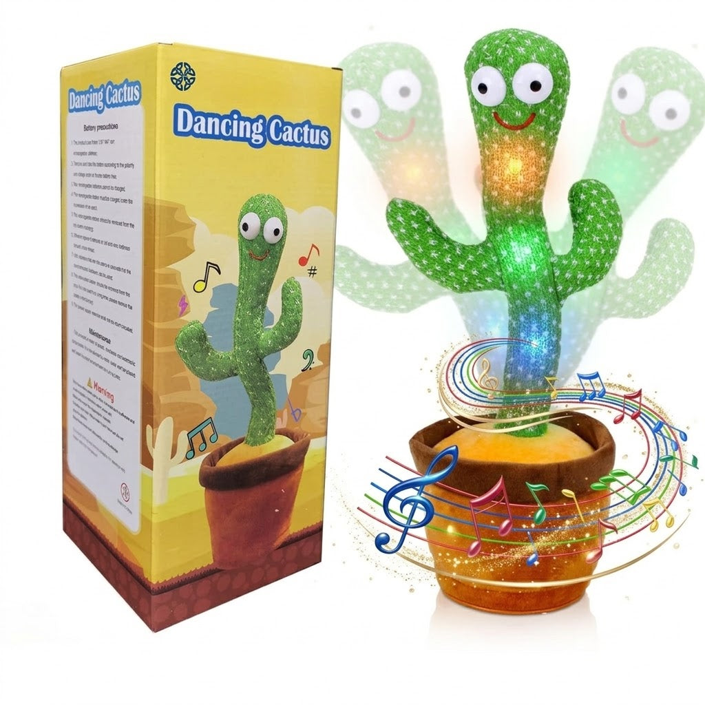 Rechargeable Dancing Cactus Talking Toy Rechargeable | Singing Plush Cactus, Voice Recording, Repeats What You Say, Music & Dancing Toy for Kids