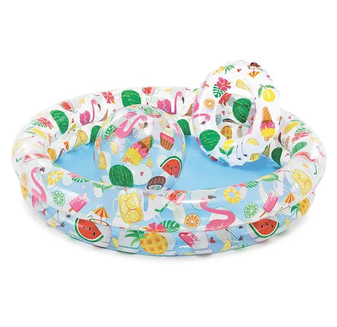 Intex Play Swimming Pool 4 Feet with Swim Ring and Ball For 3-6 Years Kids