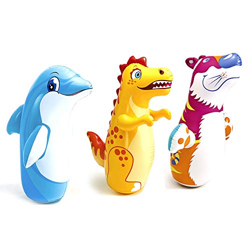 Bop Bag Inflatable Punching Boxing Bop Bag For Kids 3D Bouncer Water Filled Base Hit Me Punching Bob Bag Toy for Toddlers, Outdoor & Indoor Playing