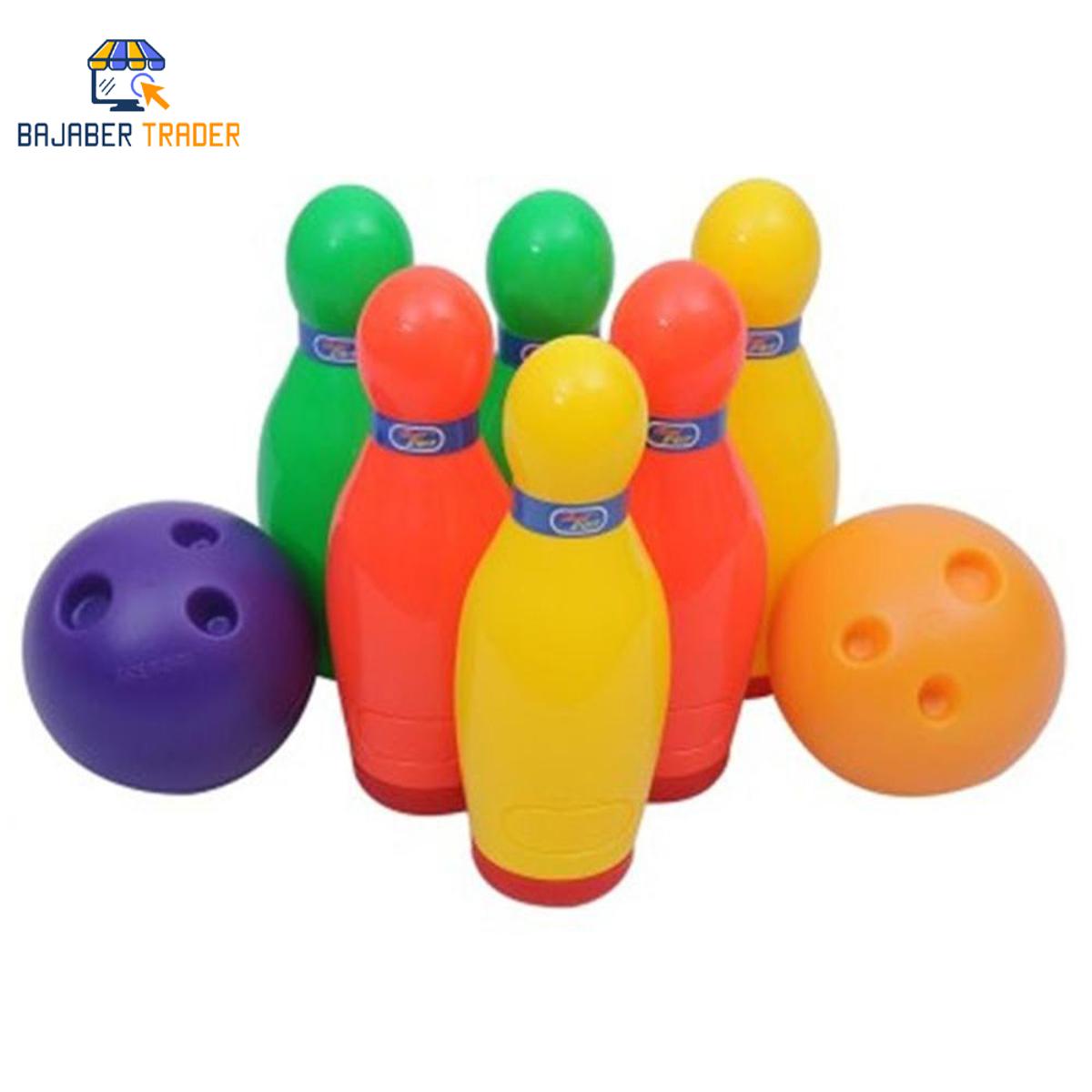 Toy Bowling Set For Kids  Toddlers 08 Pieces Includes 06 Pins 02 Balls Educational Early Learning Colorful Active Play Sport Game