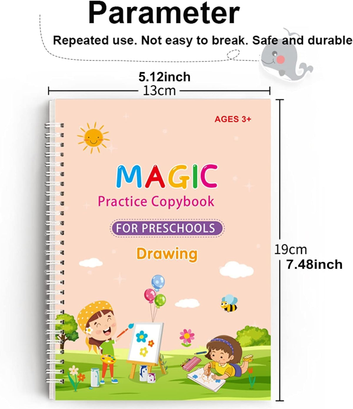 4pcs Sank Magic Practice Copybook (4 Book+10 Refill+1 Pen+1 Grip) Writing Practice Book for Children Alphabet Number Drawing  Tracing Book for Pre-School Magic Book For Kids