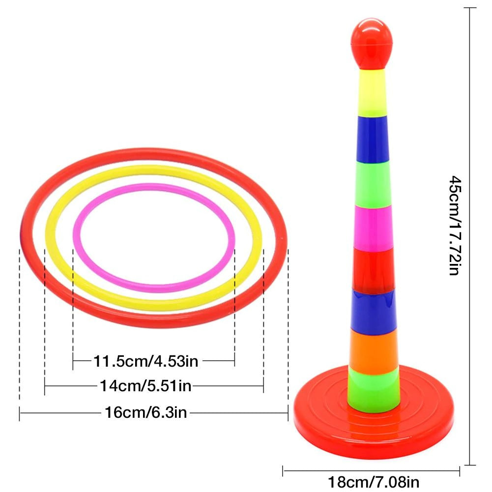 Ring Toss Game With 18 inch Stand Floatable Rings Multicolored Durable Plastic Rings Competitive Tossing Game for Kids and Adults