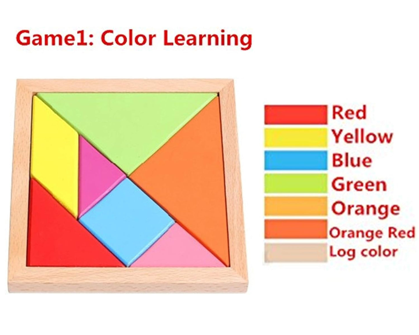 Wooden Tangram Puzzle Intelligent Blocks for Kids Tangram Shape Puzzle 7 Colors Tangram Jigsaw Puzzle