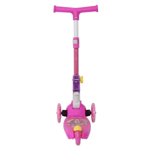 3 Wheel Scooty For Kids LED Light-Up Scooty Foldable, Adjustable Handle Rear Brake Lightweight Heavy Fiber Body Gifts For Toddlers Children Boys Girls