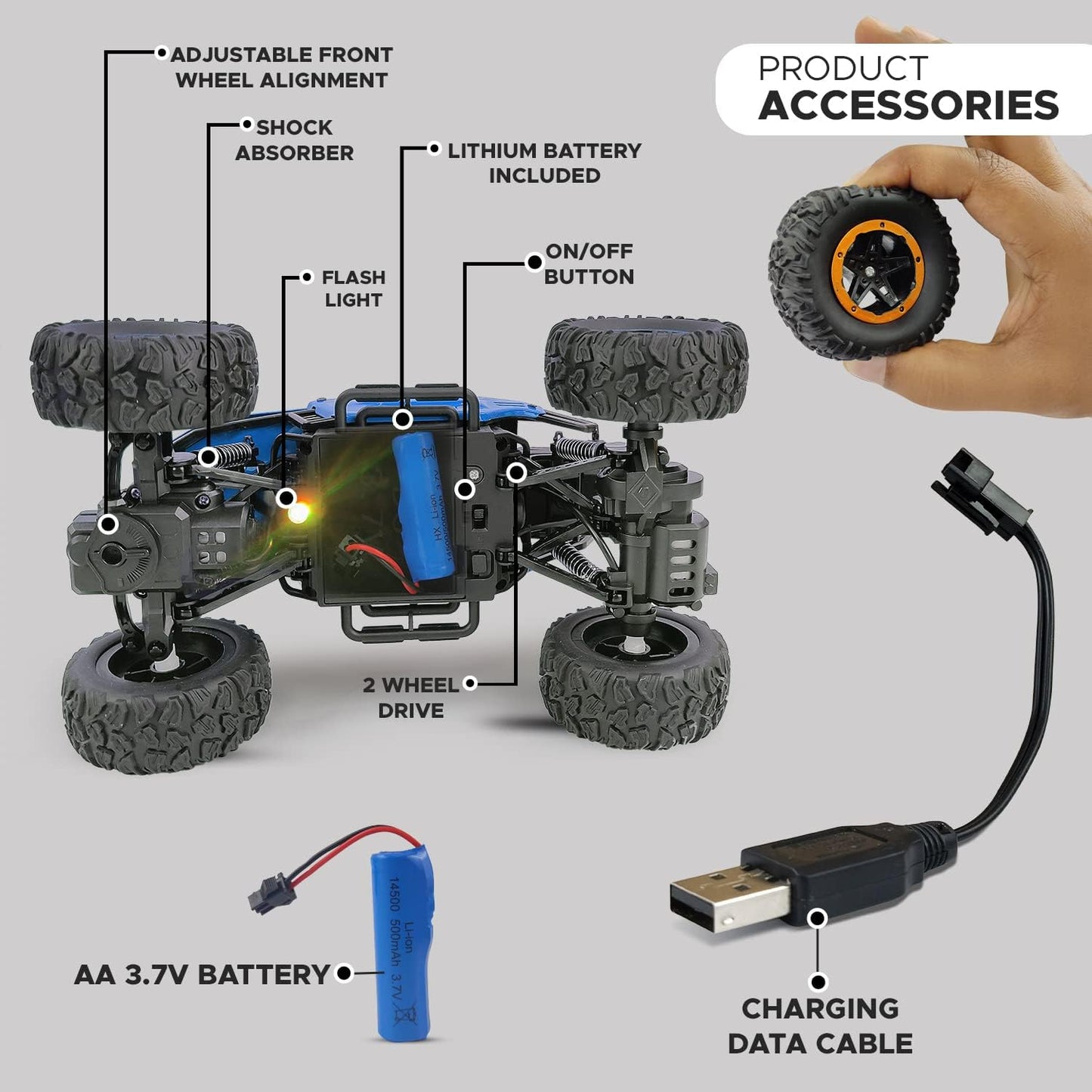 Smoke Rock Crawler Electric RC Vehicles Alloyed Remote Control Booster Spray Toy Car for Kids & Boys