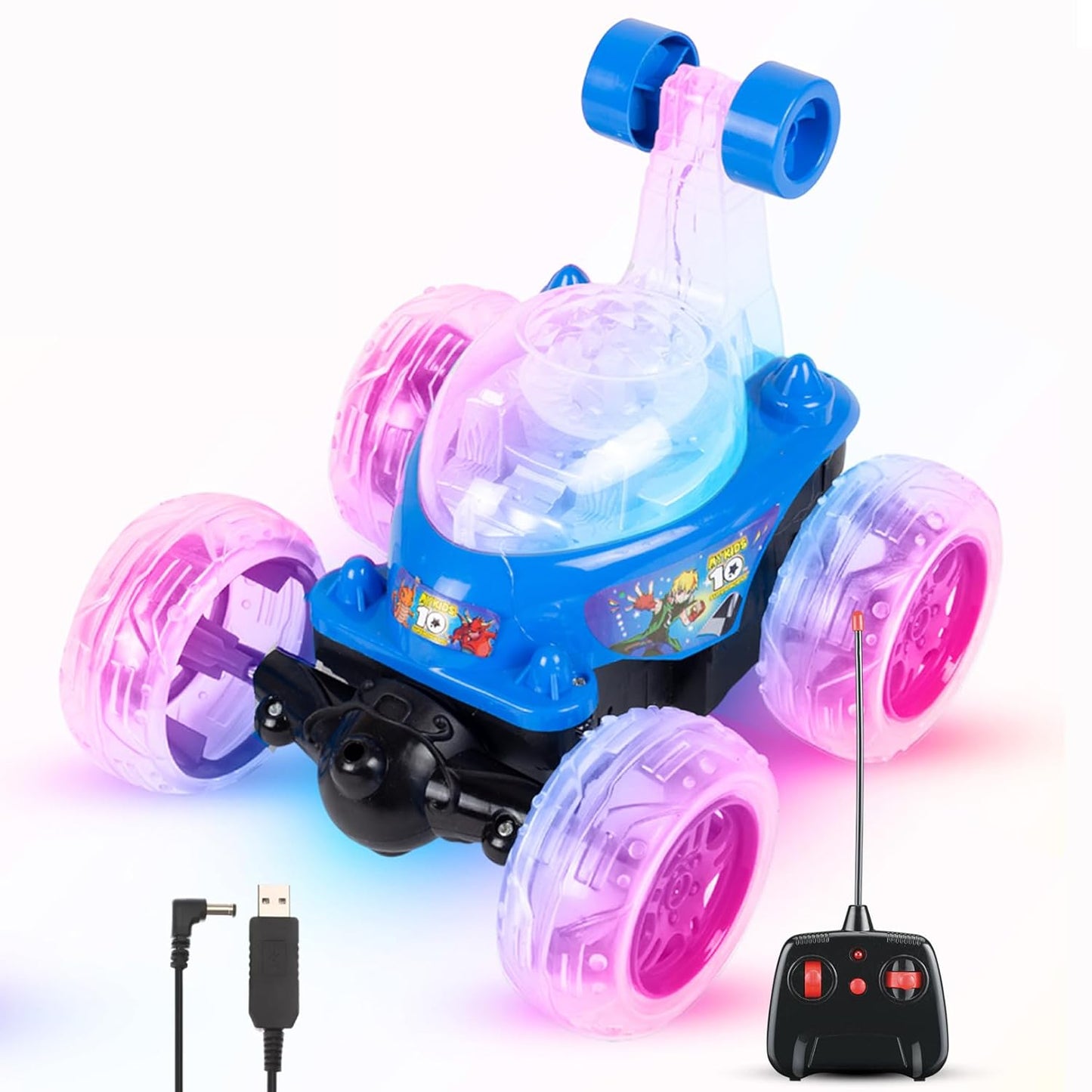 R-C Car 360° Rotating & Rolling Big Stunt Car Toy Rotate Twister Rechargeable