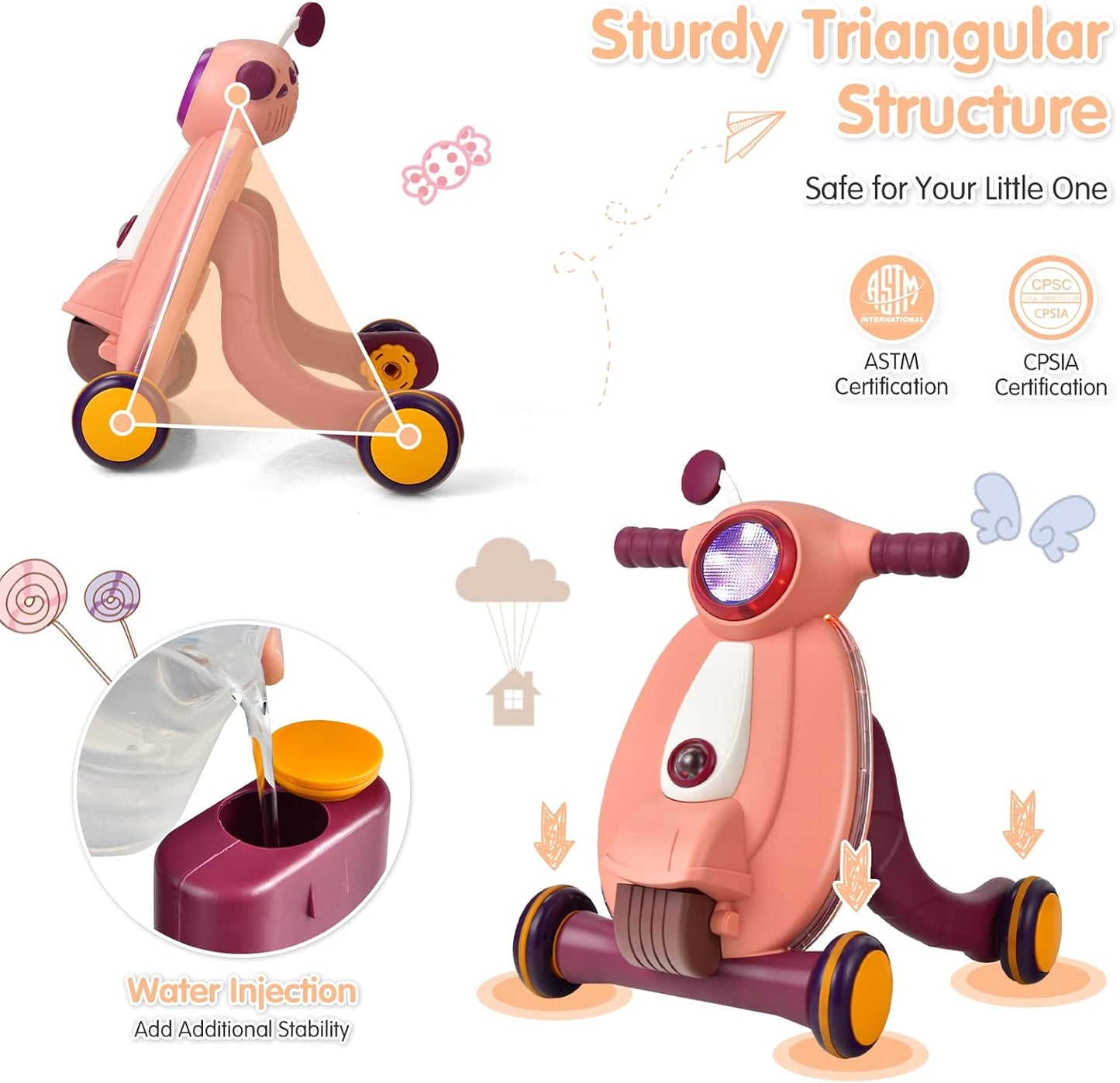 Baby Stroller Learning Multifunctional Baby Activity Walker Early Education Activity Center with Lights