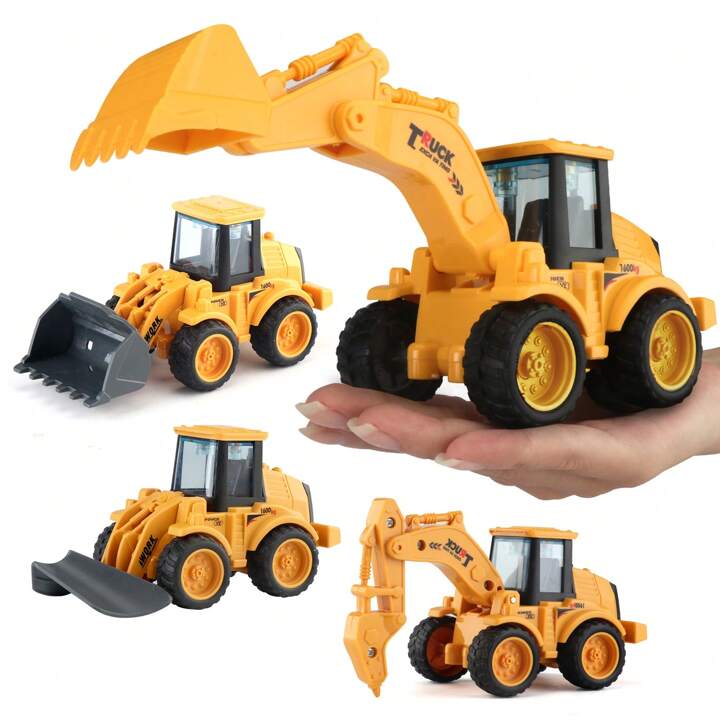 4pcs Construction Engineering Car Toy, STEM Sand Toys for Toddlers Age 3-5 Years, Building Sandbox Toys Truck, Birthday Gifts for Boys 2-6 Years Old