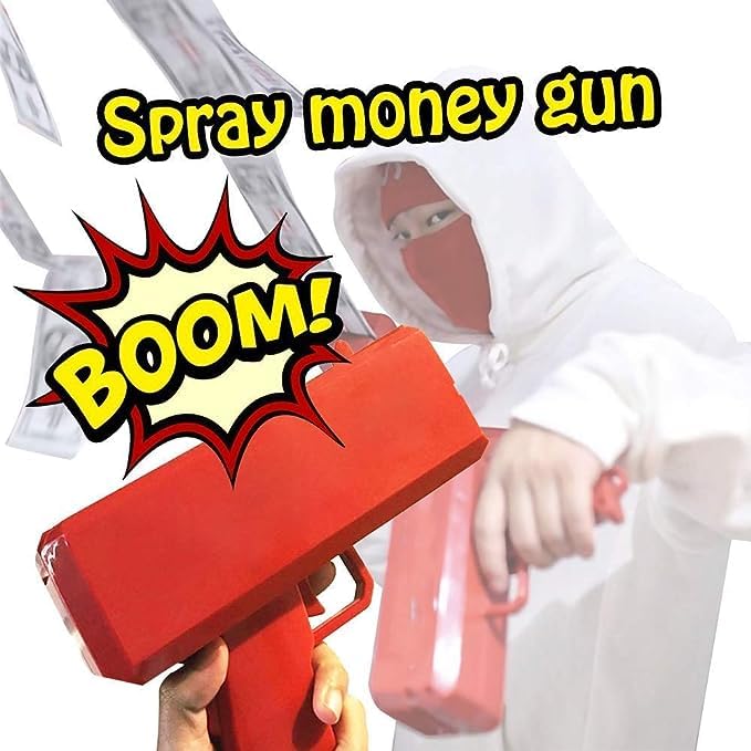 Supreme Rain Money Paper Spray Machine Toy Money with 100 Pcs Play Money Cash  Party Supplies Dollar  Cash Toy
