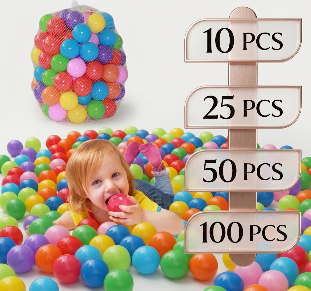 Pack Of 100 And 50,25,10 Soft Plastic Tent Balls For Kids Toddlers Swimming Pool Balls Play Tent Balls Crush Proof Multicolored