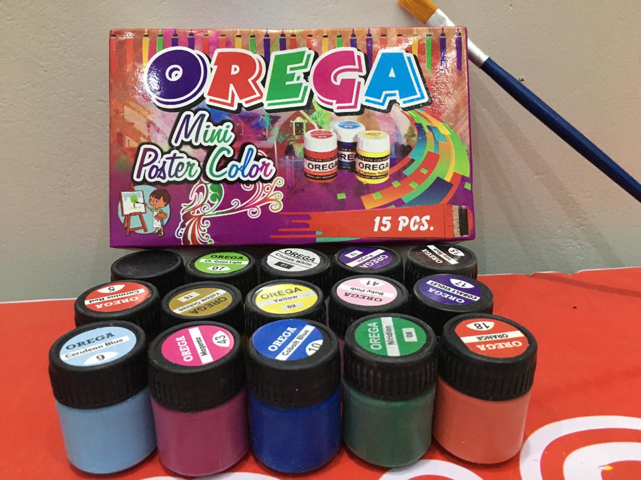 1 box of 15 Orega Poster Color + Free Gift 1 Paint Brush