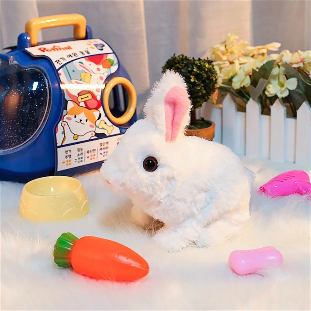 Electronic Plush Rabbit Toy My Realistic Bunny Toy, Bunny Realistic Bunny Interactive Plush With Wiggle Ears  Cute Electric Pet for Kids Birthday Gifts Random Color