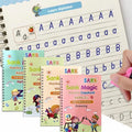 4pcs Sank Magic Practice Copybook (4 Book+10 Refill+1 Pen+1 Grip) Writing Practice Book for Children Alphabet Number Drawing  Tracing Book for Pre-School Magic Book For Kids