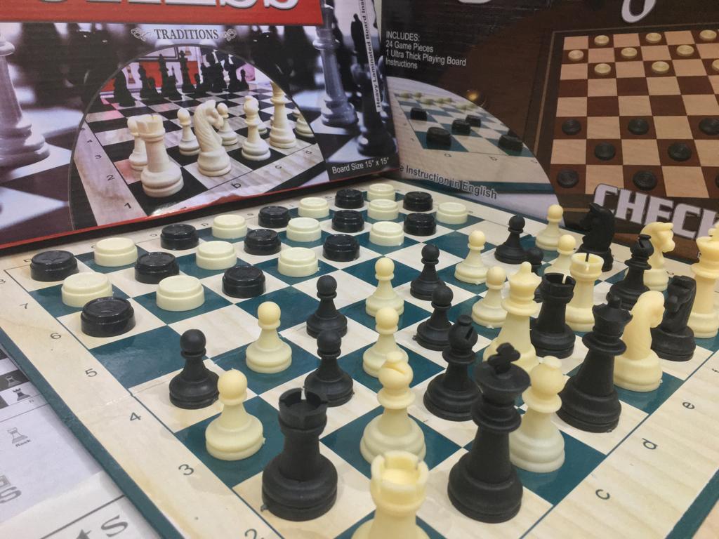 2in1 Chess & Checkers Board Game Heavy Laminated Board Draughts And Chess Board Game