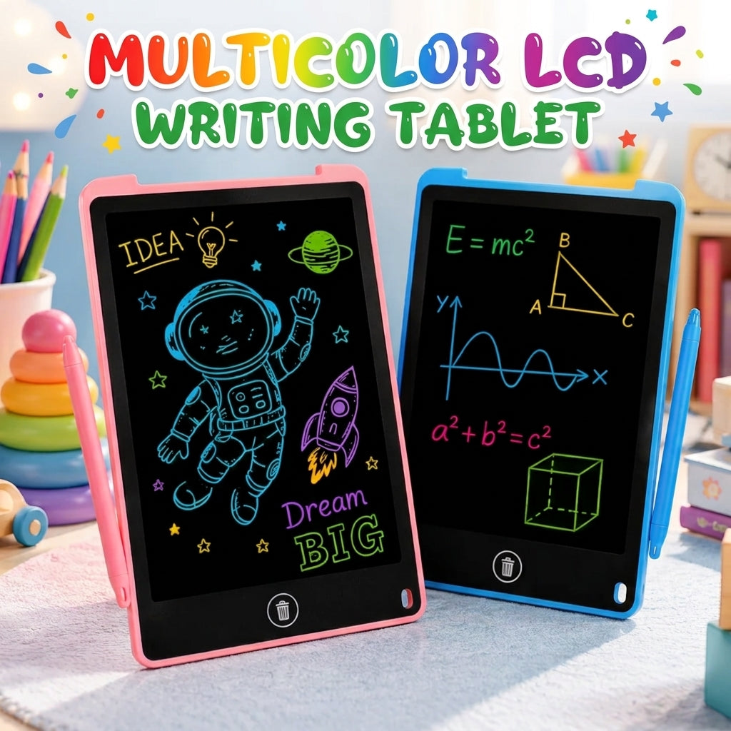 LCD Writing Tablet 8.5 Inch Multicolor Digital Drawing Pad – Electronic Erasable Writing Board, Reusable LCD Writing Pad for Kids, Educational Learning Toy for Writing, Doodling & Drawing