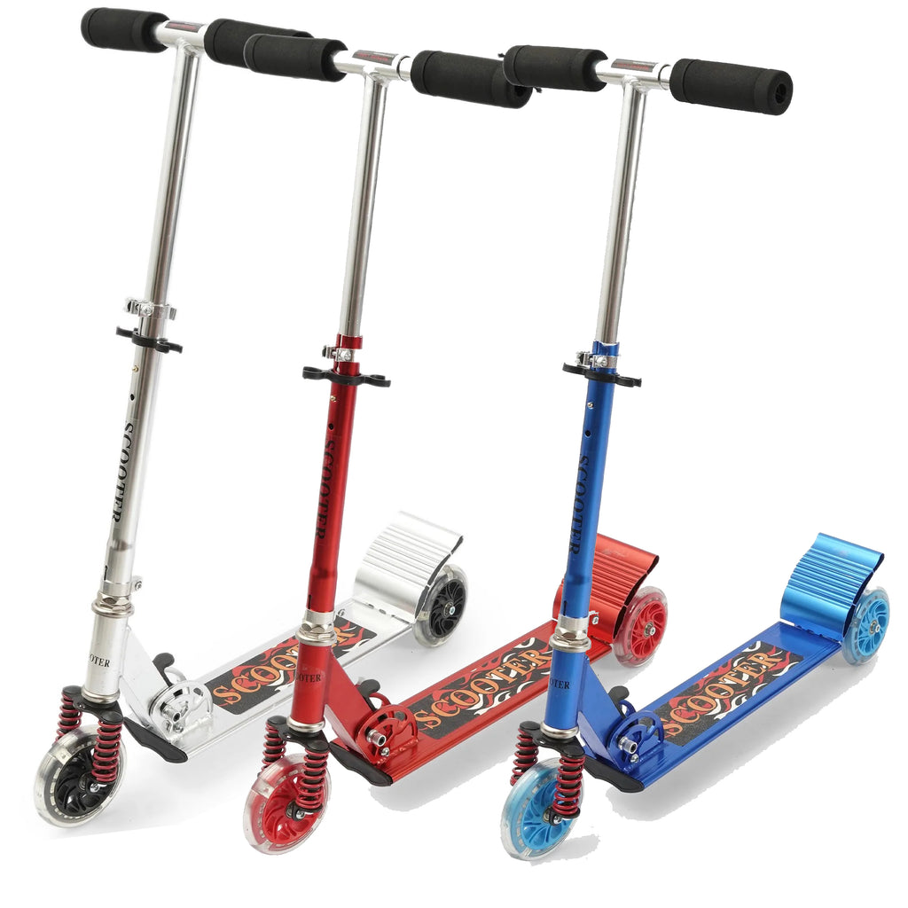 Large Scooty For Kids With Lights Aluminum Metal Foldable Adjustable 3 Wheel Kick Scooter High Quality Aluminum Scooty For Boys And Girl