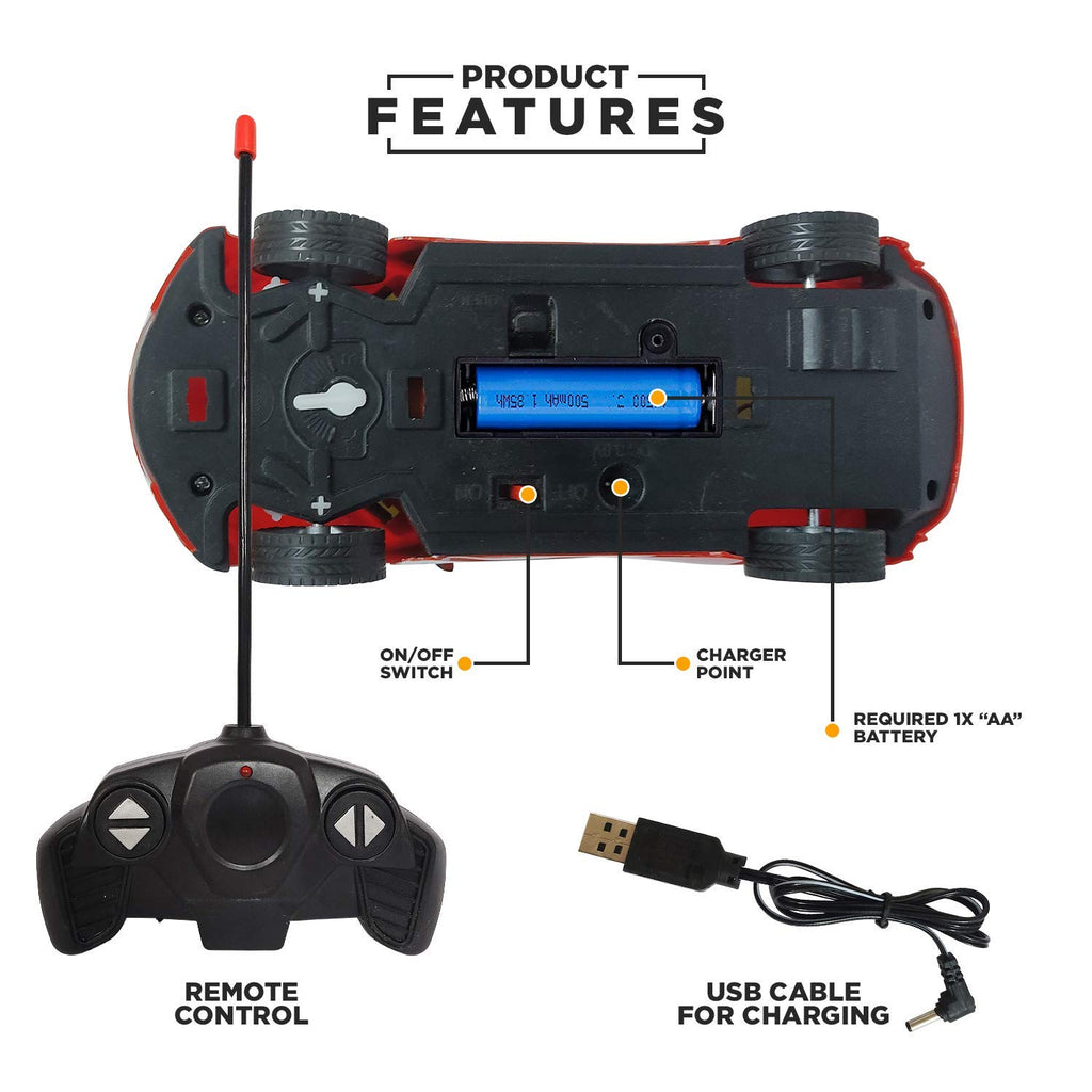 Rechargeable Remote Control High Speed 3D Famous Car with Smoke And 3D Lights Full Functions Turns Left Right Forward And Reverse Wireless Remote High Speed For Kids 1:22 Scale