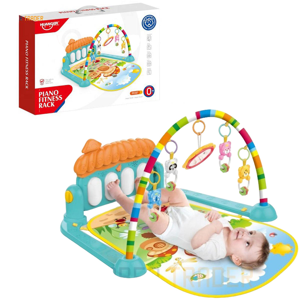 Huanger - 3 In 1 Newborn Baby Toddler Play Gym Piano Fitness Rack Mat