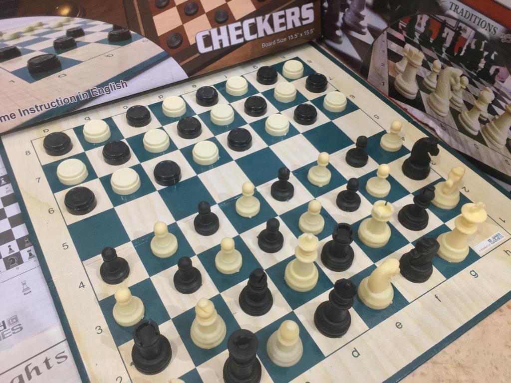 2in1 Chess & Checkers Board Game Heavy Laminated Board Draughts And Chess Board Game