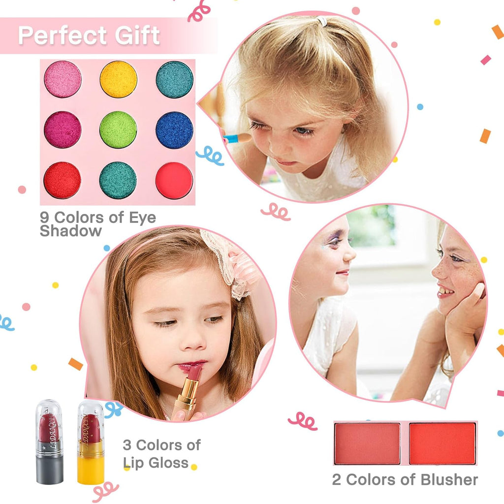 Kids Real Makeup Skin Friendly Cosmetic Fashion Beauty Set Pretend Play Toy Cosmetic Kit For Girls