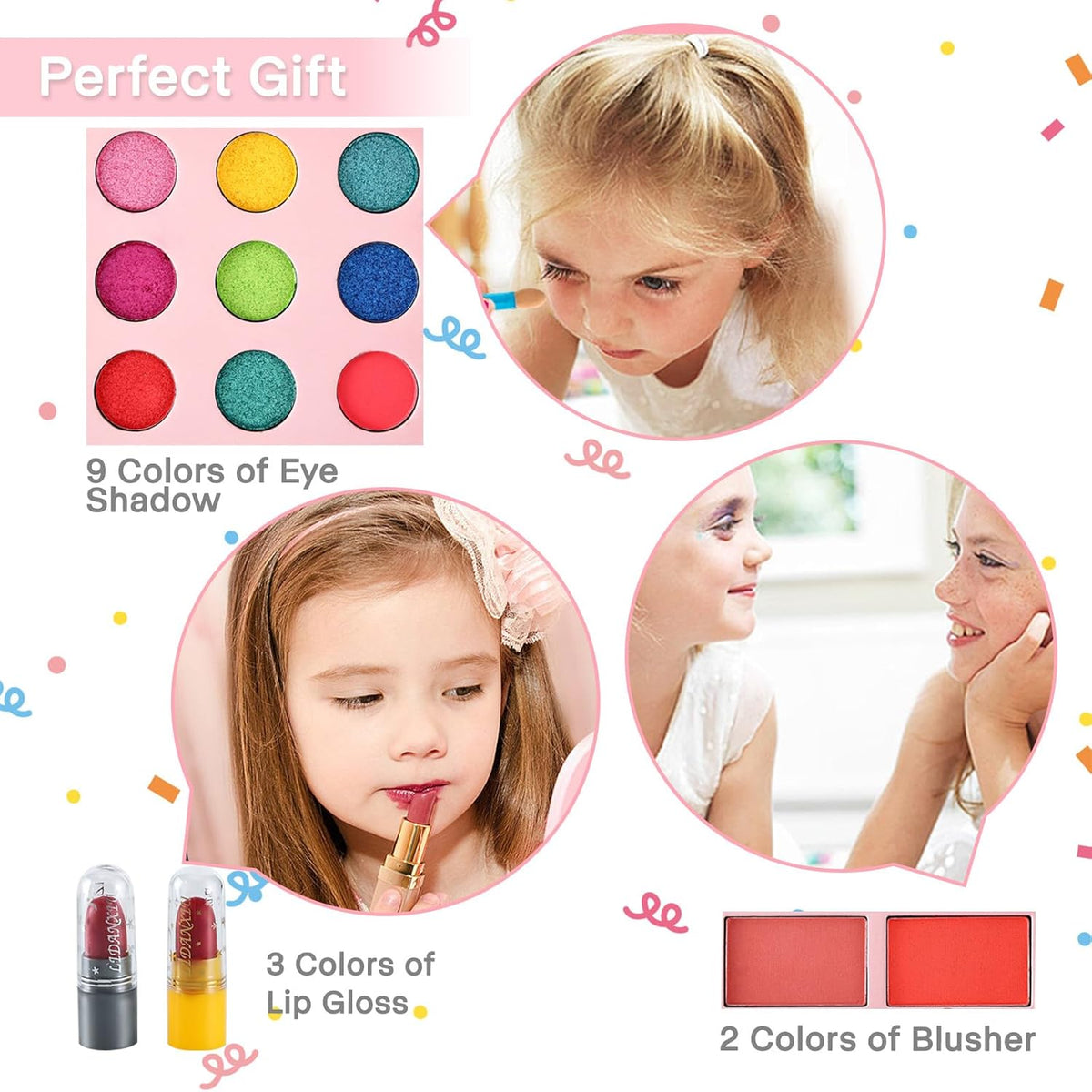 Kids Real Makeup Skin Friendly Cosmetic Fashion Beauty Set Pretend Play Toy Cosmetic Kit For Girls