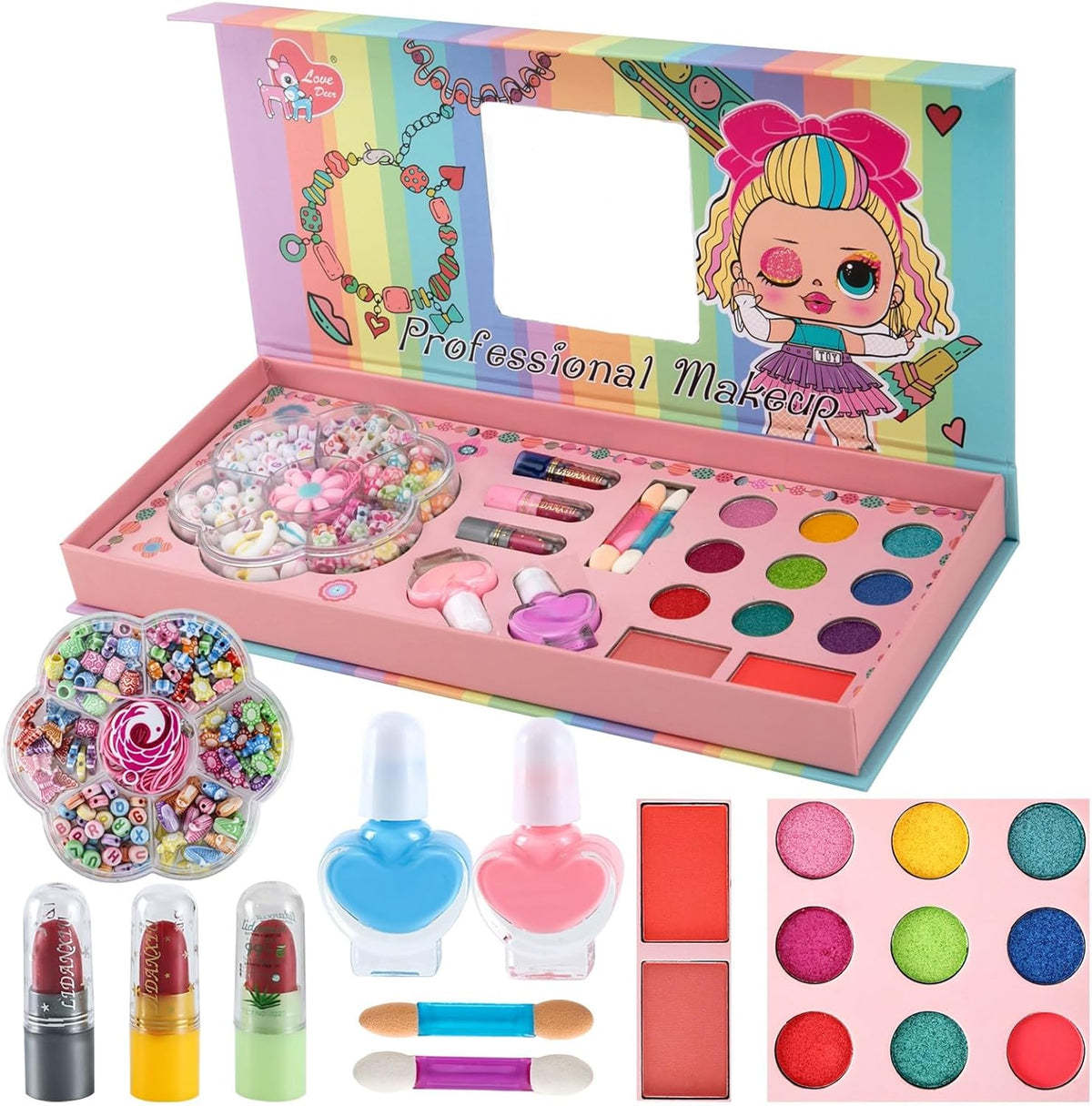 Kids Real Makeup Skin Friendly Cosmetic Fashion Beauty Set Pretend Play Toy Cosmetic Kit For Girls