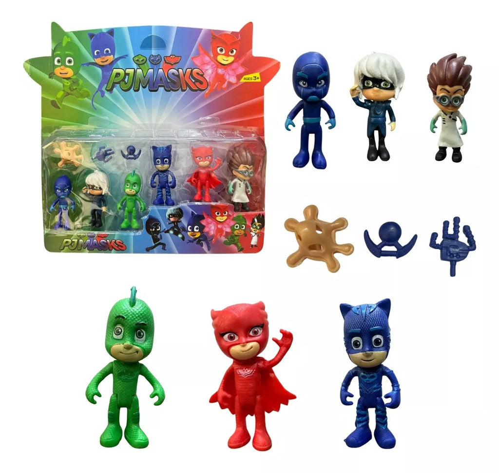 PJ Masks Toy Set 6 Action Figures and Accessories Set Adventure Collectible Figures Toys For Kids