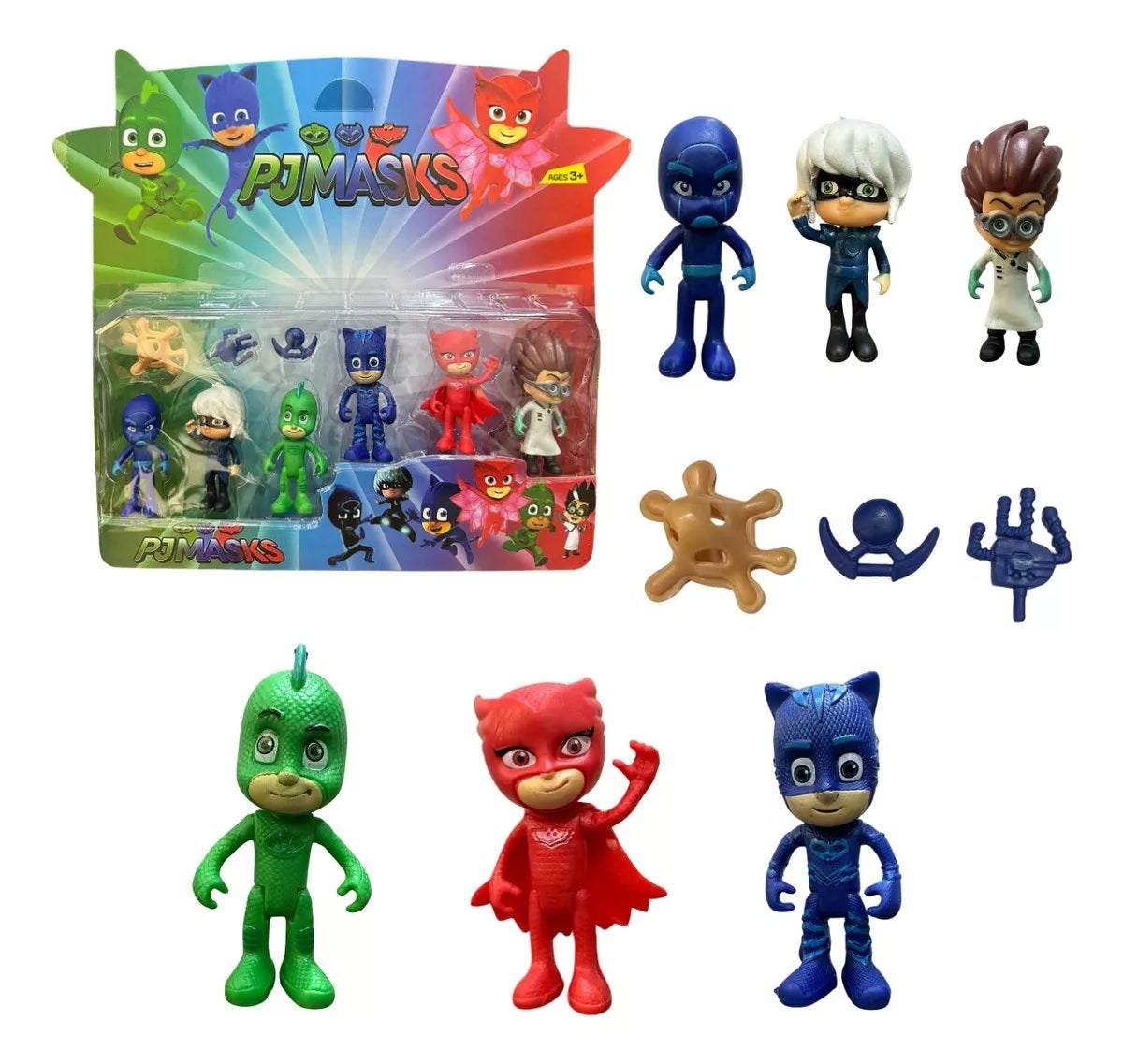 PJ Masks Toy Set 6 Action Figures and Accessories Set Adventure Collectible Figures Toys For Kids