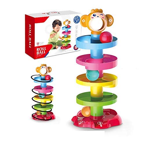 Huanger Roll Ball For Baby Toddler 5 step 3 ball Drop the Ball and It Will roll down Puzzle Fun Game Early Learning and Educational Toy for Kids Go Ball Ramp Toy Set