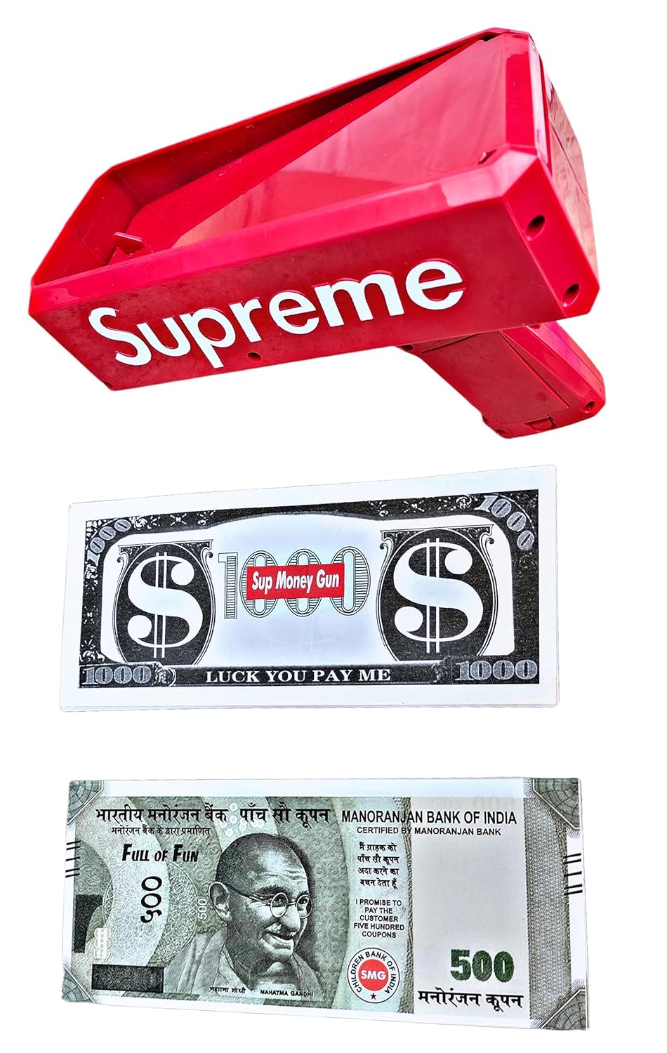Supreme Rain Money Paper Spray Machine Toy Money with 100 Pcs Play Money Cash  Party Supplies Dollar  Cash Toy