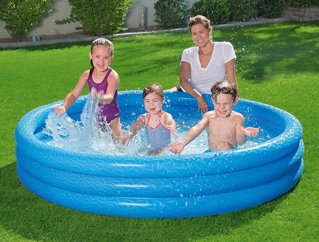 Bestway Large Swimming Pool For Kids 6Feet 5Feet 4Feet 3.3Feet Inflatable 3 Ring Play Pool For Kids Bath Tub For Children Random Color Paddling Pool Vinyl