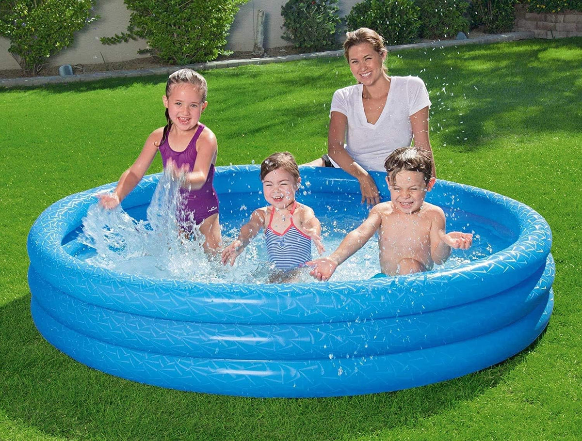 Bestway Large Swimming Pool For Kids 6Feet 5Feet 4Feet 3.3Feet Inflatable 3 Ring Play Pool For Kids Bath Tub For Children Random Color Paddling Pool Vinyl