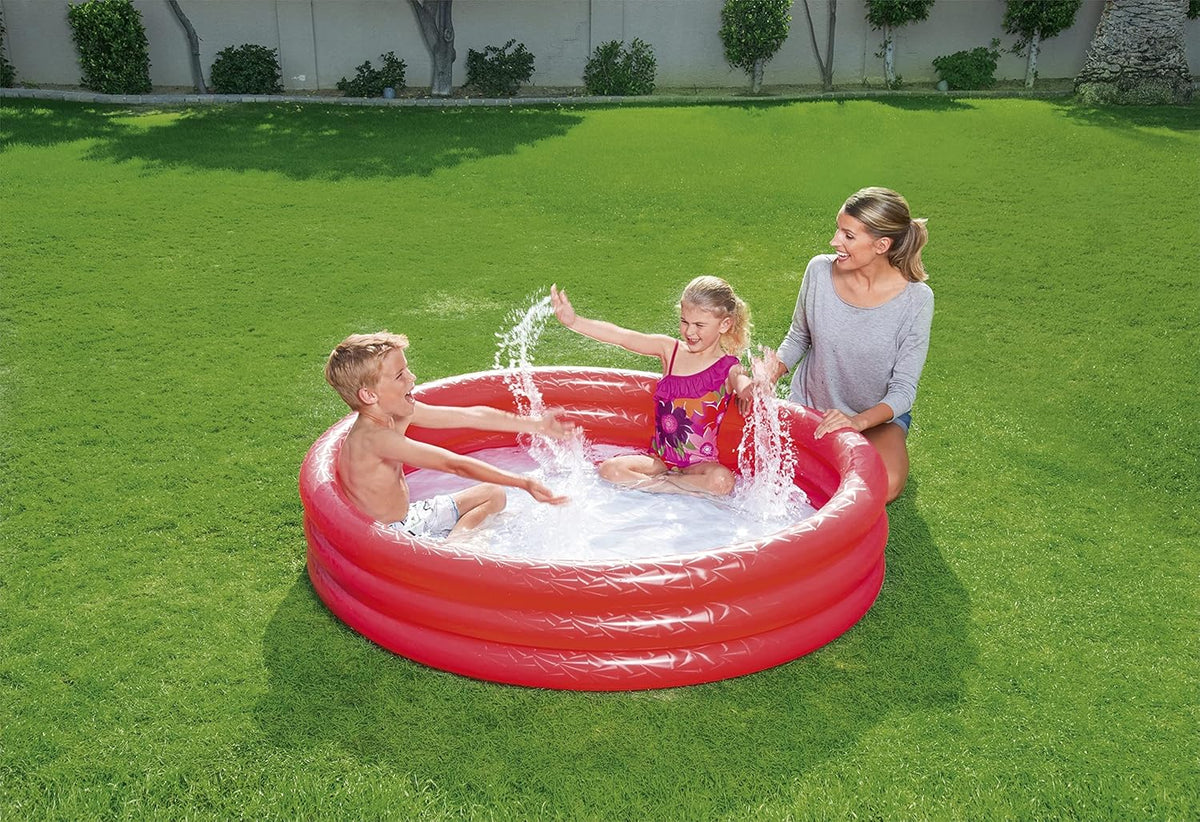 Bestway Large Swimming Pool For Kids 6Feet 5Feet 4Feet 3.3Feet Inflatable 3 Ring Play Pool For Kids Bath Tub For Children Random Color Paddling Pool Vinyl