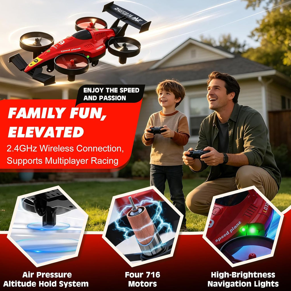 2in1 RC Flying Car for Kids Ages 6-12, Land And Air Modes Features 360°Flips, Altitude Hold, LED Lights, Indoor Outdoor Play, for Boys Girls 8-14 Year Olds