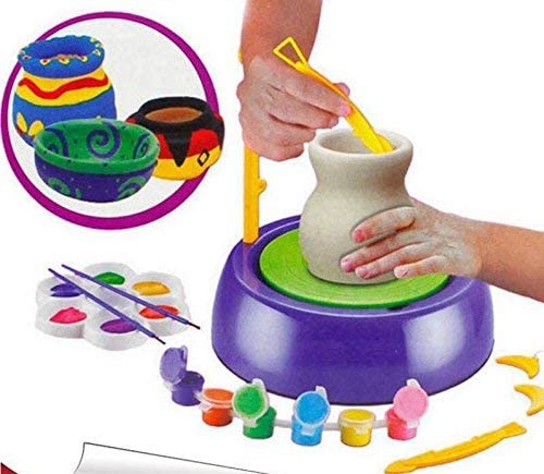 Pottery Wheel Pottery Studio Kit Educational Toy DIY Toy with Clay for Kids Air Dry Sculpting Clay and Craft Paint kit for Kids Educational Toy for Kids