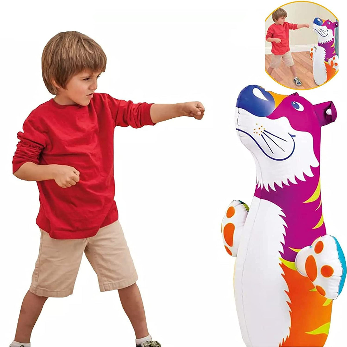 Bop Bag Inflatable Punching Boxing Bop Bag For Kids 3D Bouncer Water Filled Base Hit Me Punching Bob Bag Toy for Toddlers, Outdoor & Indoor Playing