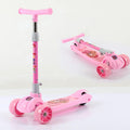 3 Wheel Scooty For Kids LED Light-Up Scooty Foldable, Adjustable Handle Rear Brake Lightweight Heavy Fiber Body Gifts For Toddlers Children Boys Girls