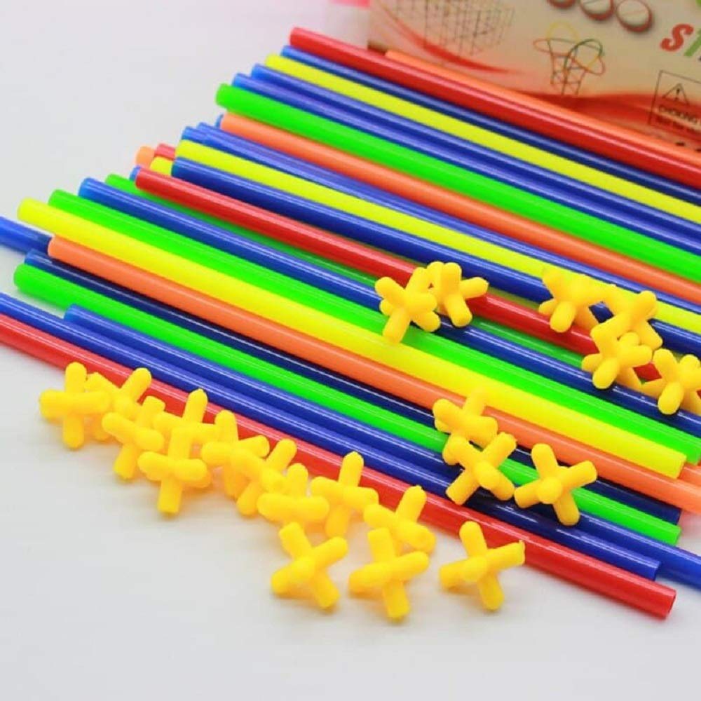 Rainbow Straw Constructor Stem Building Blocks Toys For Kids 220pcs And 110pcs Interlocking Plastic Educational Toys Engineering Building Blocks Assembly Straw Blocks for Boys & Girls