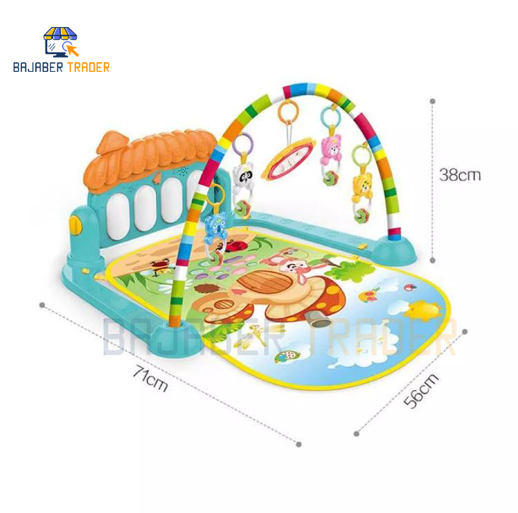 Huanger 3 In 1 Newborn Baby Toddler Activity Play Gym Piano Fitness Rack Mat With Lights And Music